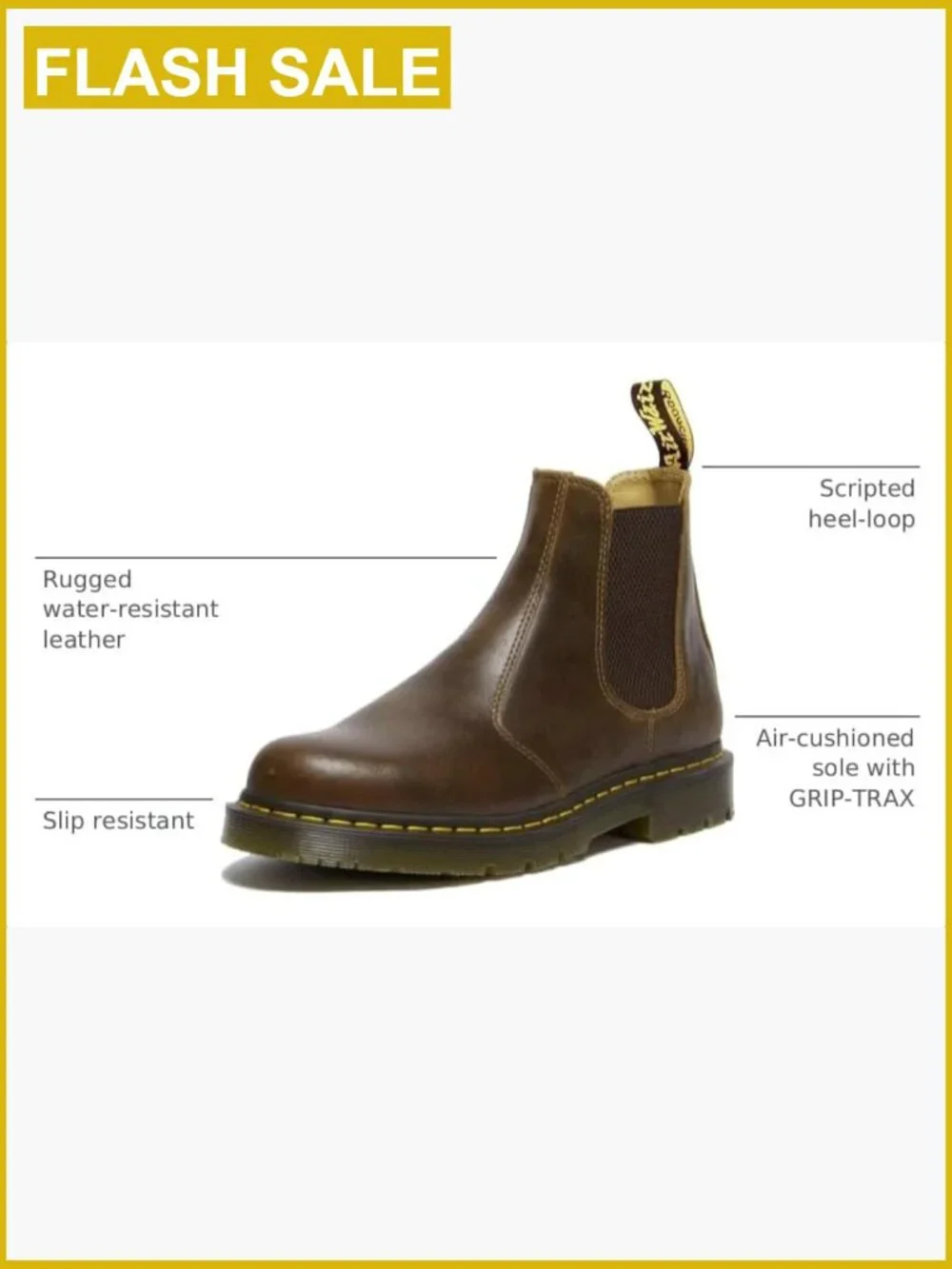 Work 2976 Slip Resistant Chelsea Boots Water Resistant Leather Pull-On
